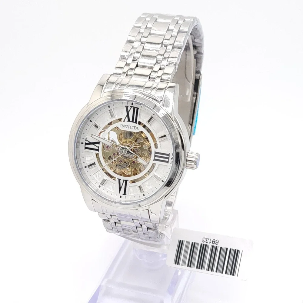 Invicta Objet D Art 69133 Men's Automatic Skeleton Silver Watch 41mm New